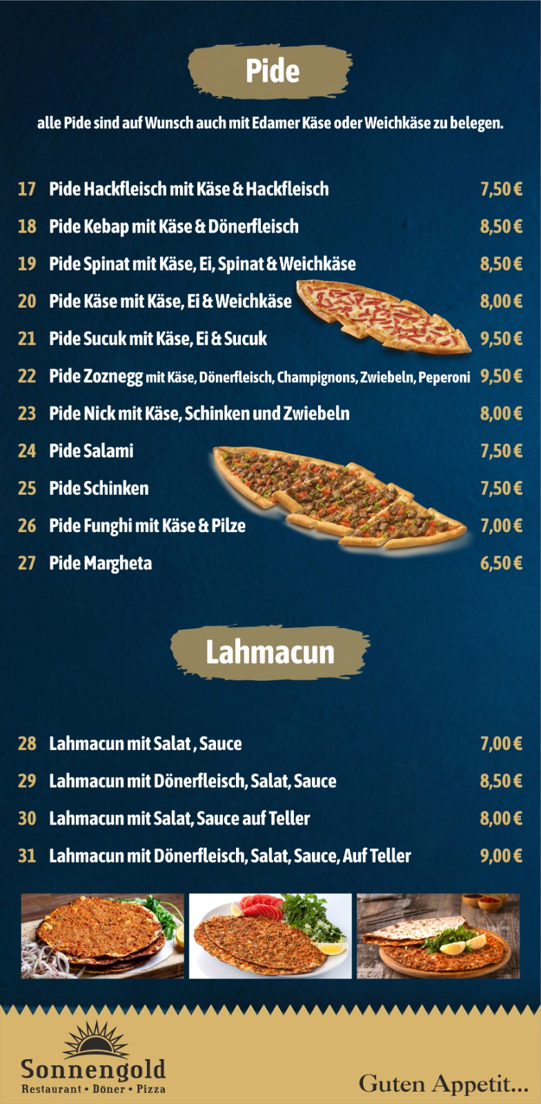 Speisekarte Seite 2